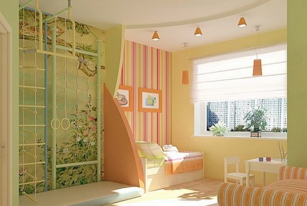 Дизайн комбинированных обоев в детскую комнату